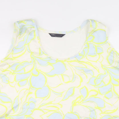 Marks & Spencer Womens Multicoloured Geometric Polyester Basic Tank Size 24 Round Neck