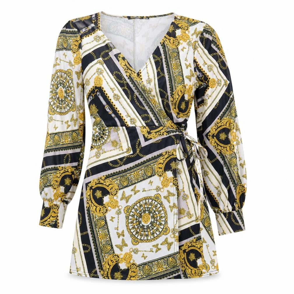 Boohoo Womens Multicoloured Geometric Polyester Wrap Dress Size 8 V-Neck Pullover