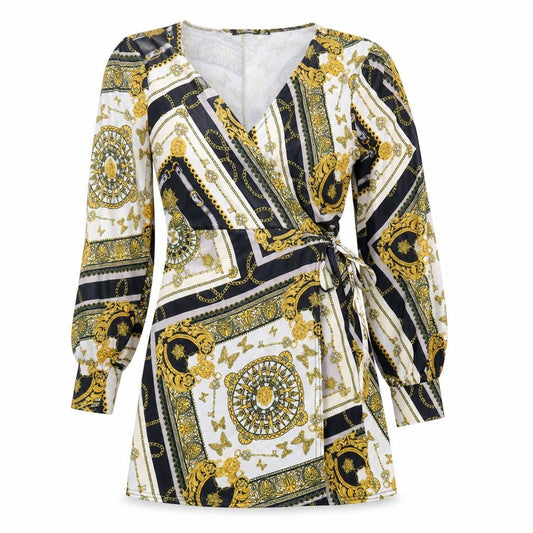 Boohoo Womens Multicoloured Geometric Polyester Wrap Dress Size 8 V-Neck Pullover