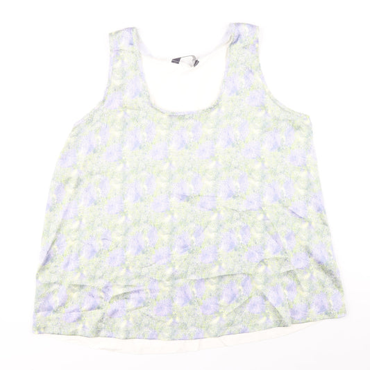 Marks and Spencer Womens Multicoloured Geometric Polyester Basic Tank Size 12 Round Neck