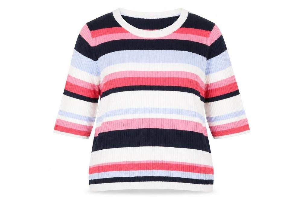 Marks & Spencer Womens Multicoloured Round Neck Striped Viscose Pullover Jumper Size 20