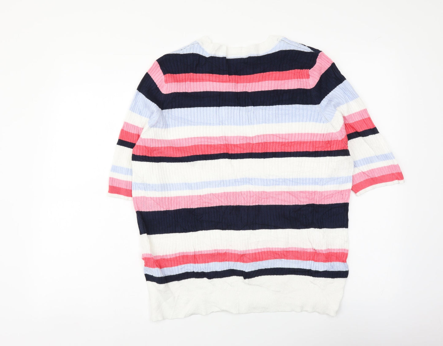 Marks and Spencer Womens Multicoloured Round Neck Striped Viscose Pullover Jumper Size 20
