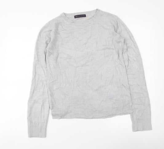 Marks and Spencer Womens Grey Round Neck Acrylic Pullover Jumper Size 8