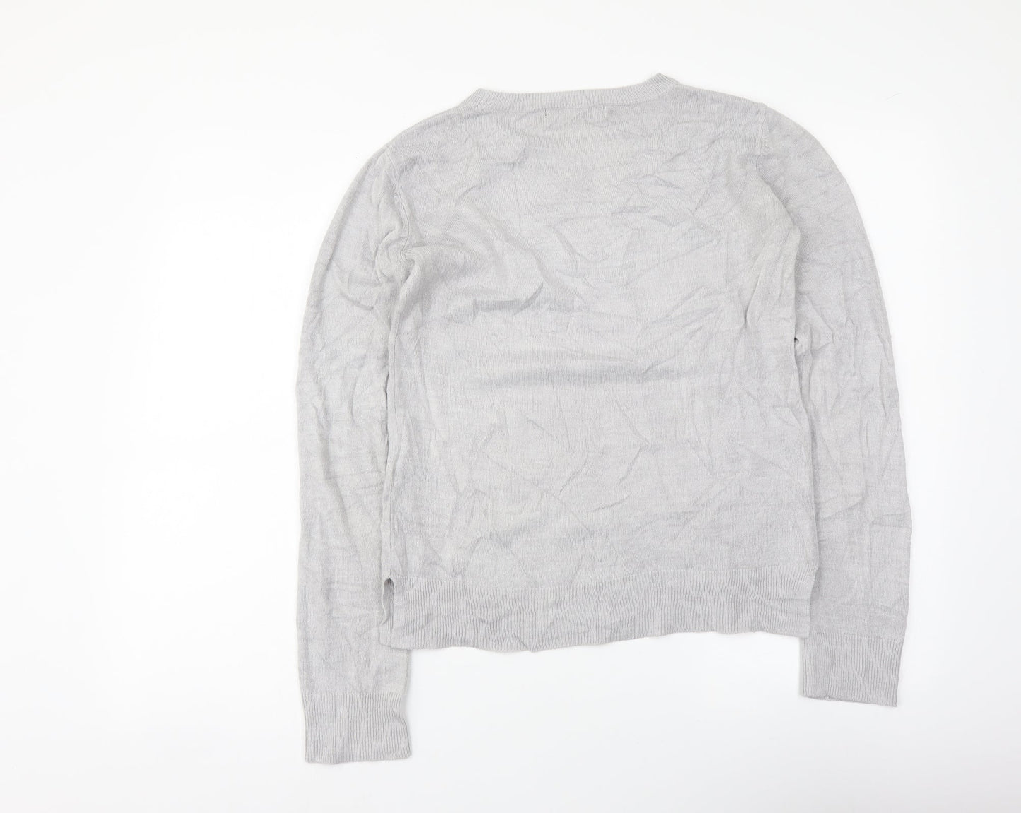 Marks and Spencer Womens Grey Round Neck Acrylic Pullover Jumper Size 8