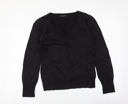 Dorothy Perkins Womens Black V-Neck Acrylic Pullover Jumper Size 10
