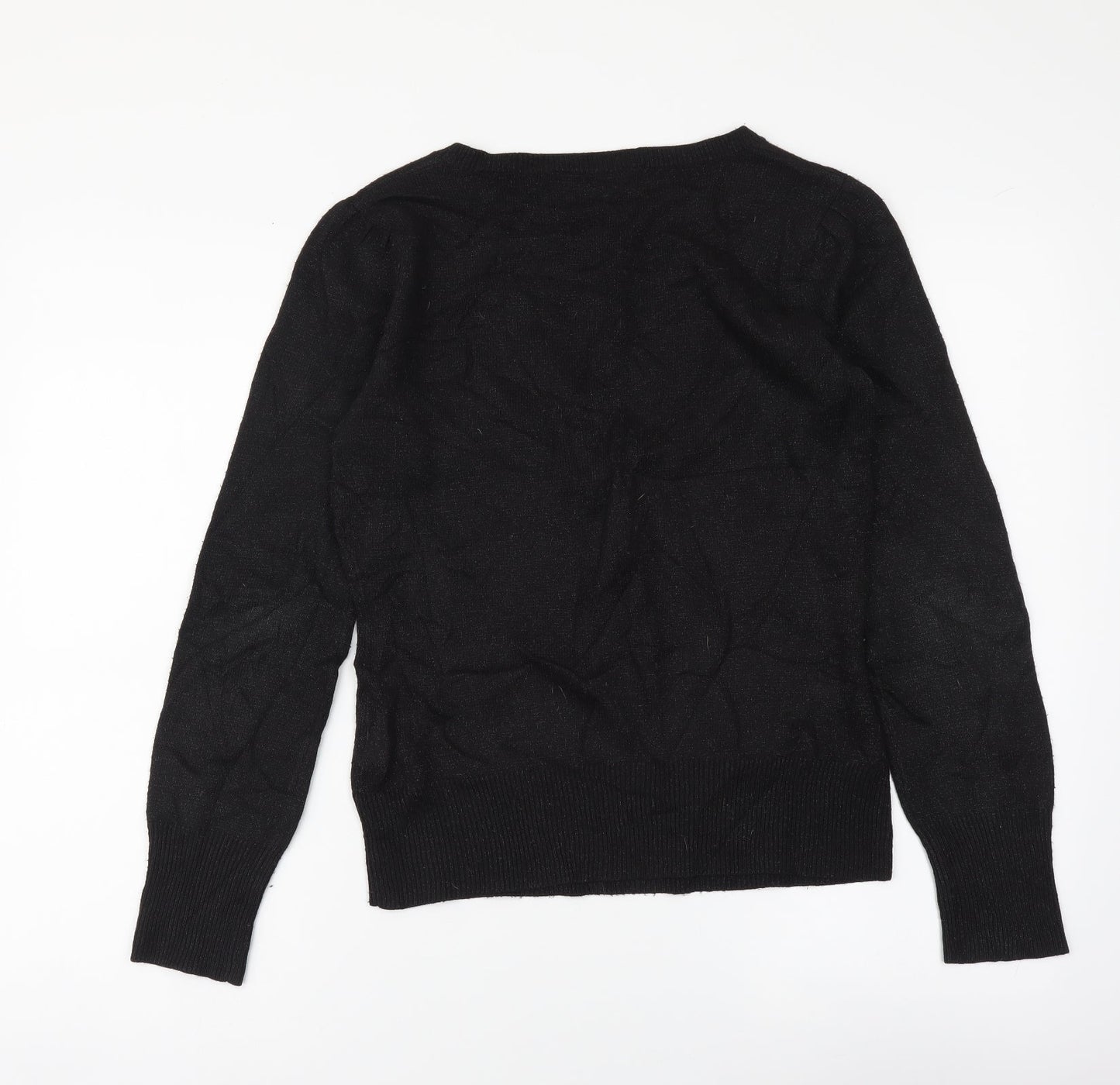 Dorothy Perkins Womens Black V-Neck Acrylic Pullover Jumper Size 10