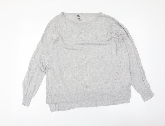 Oasis Womens Grey Round Neck Polyester Pullover Jumper Size M