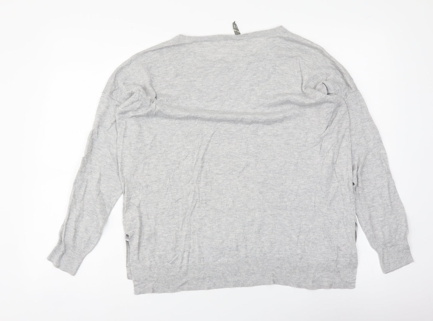 Oasis Womens Grey Round Neck Polyester Pullover Jumper Size M