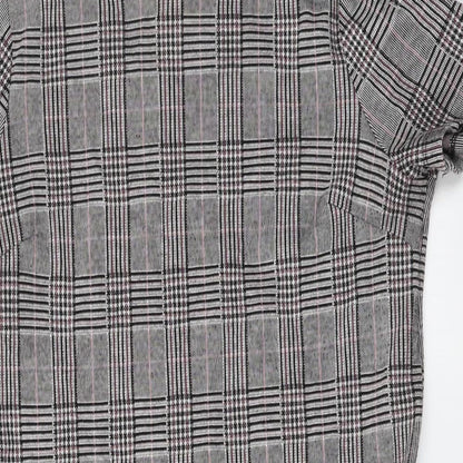 Next Womens Grey Plaid Polyester Shift Size 8 Boat Neck Pullover
