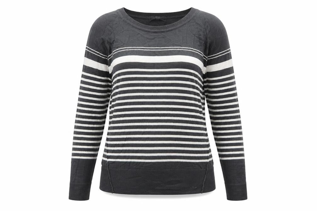 NEXT Womens Grey Round Neck Striped Viscose Pullover Jumper Size 10