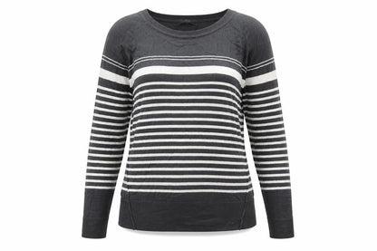 Next Womens Grey Round Neck Striped Viscose Pullover Jumper Size 10