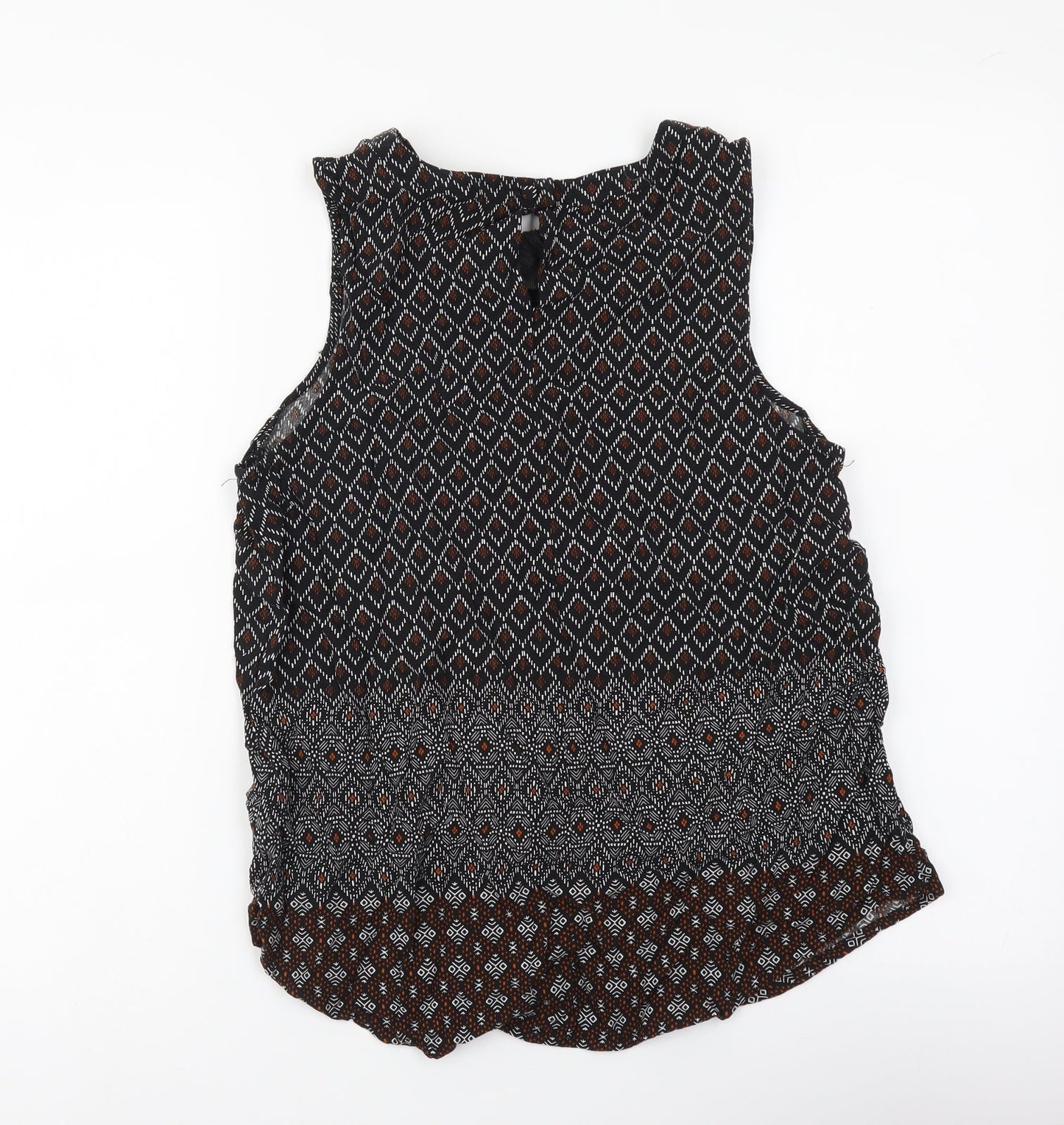 New Look Womens Black Geometric Viscose Camisole Tank Size 12 Boat Neck