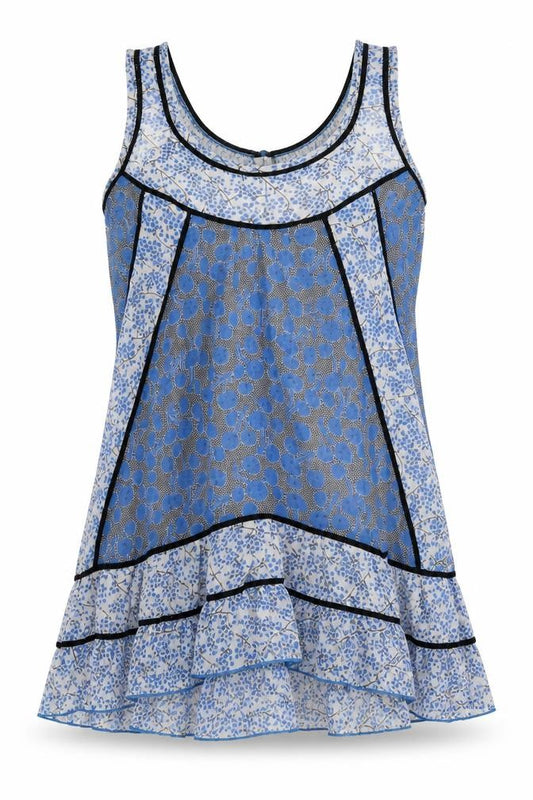 Atmosphere Womens Blue Geometric Polyester Basic Tank Size 8 Round Neck