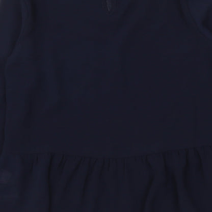Atmosphere Womens Blue Polyester Basic Blouse Size 4 Round Neck
