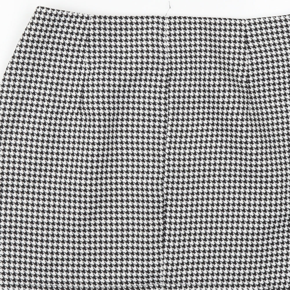 SheIn Womens Black Geometric Polyester Bandage Skirt Size S Zip