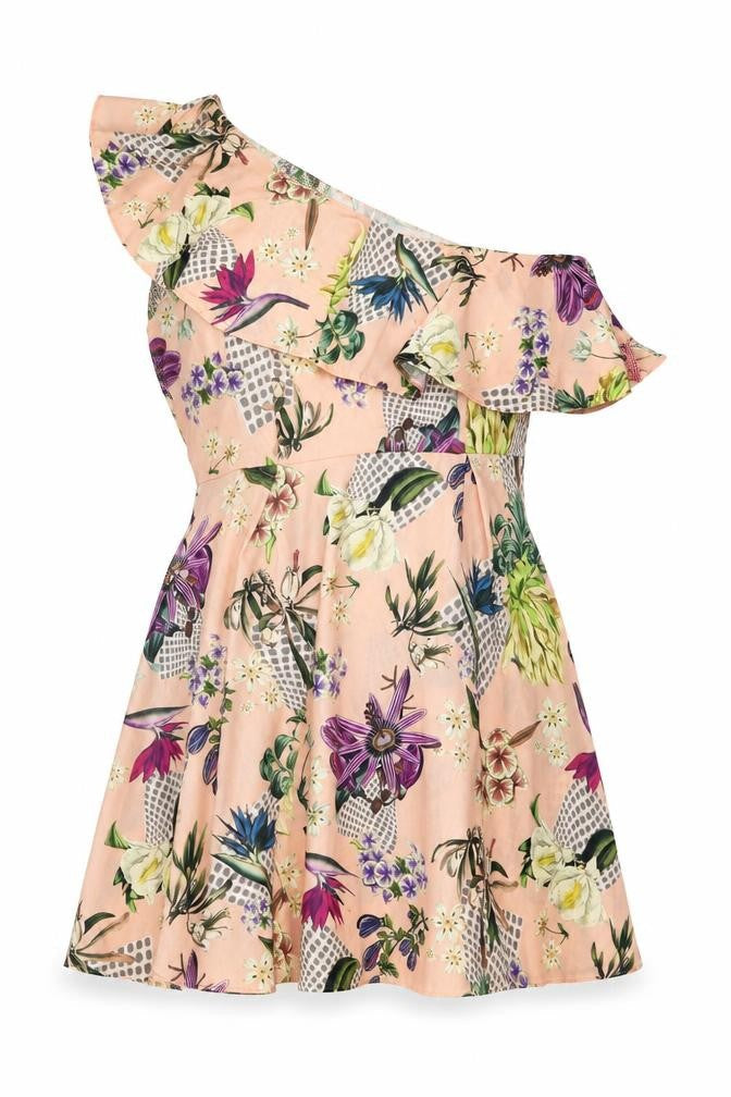 Love Womens Pink Floral Polyester Mini Size L One Shoulder Zip