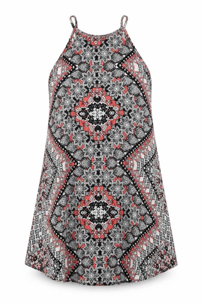 Atmosphere Womens Multicoloured Geometric Viscose Trapeze & Swing Size 8 Halter Pullover