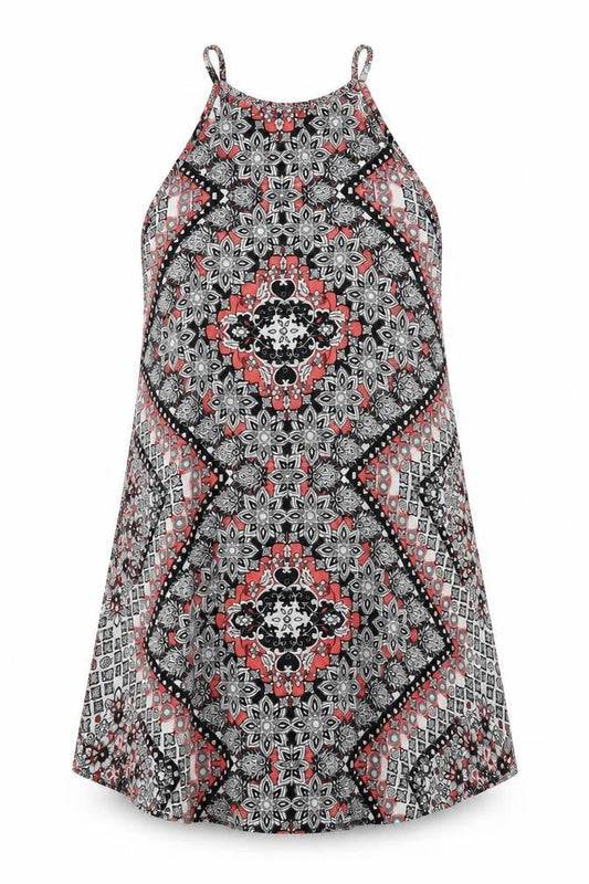Atmosphere Womens Multicoloured Geometric Viscose Trapeze & Swing Size 8 Halter Pullover
