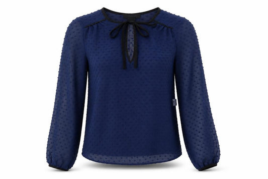 Atmosphere Womens Blue Geometric Polyester Basic Blouse Size 6 Round Neck