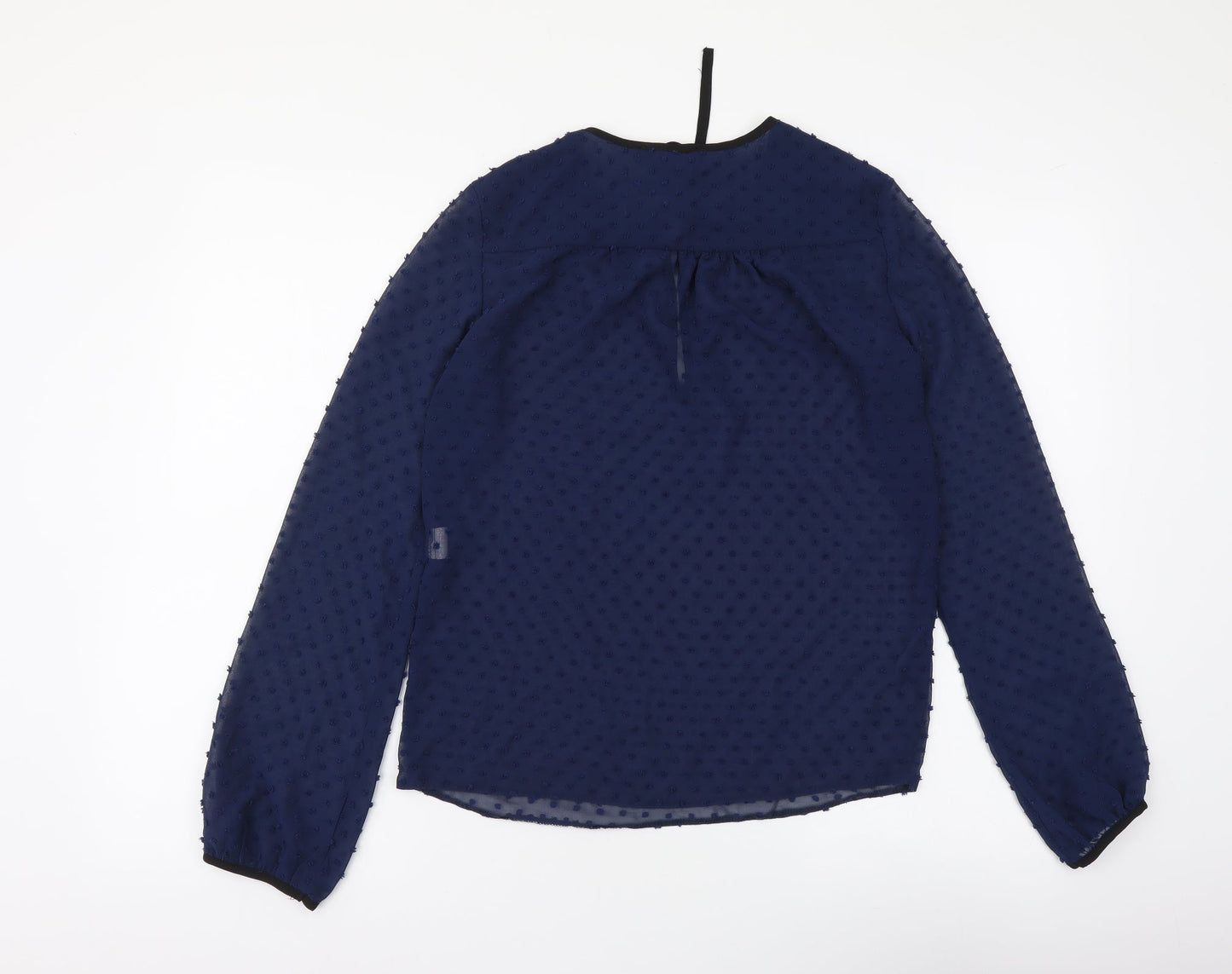 Atmosphere Womens Blue Geometric Polyester Basic Blouse Size 6 Round Neck