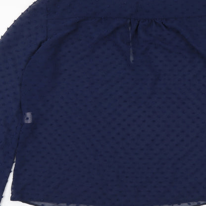 Atmosphere Womens Blue Geometric Polyester Basic Blouse Size 6 Round Neck