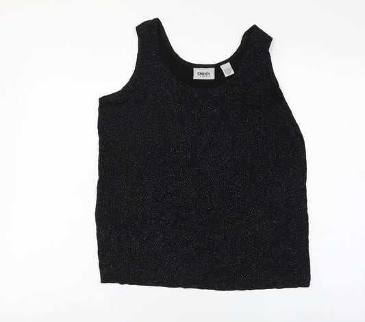 Chico's Womens Black Acetate Basic Tank Size S Round Neck