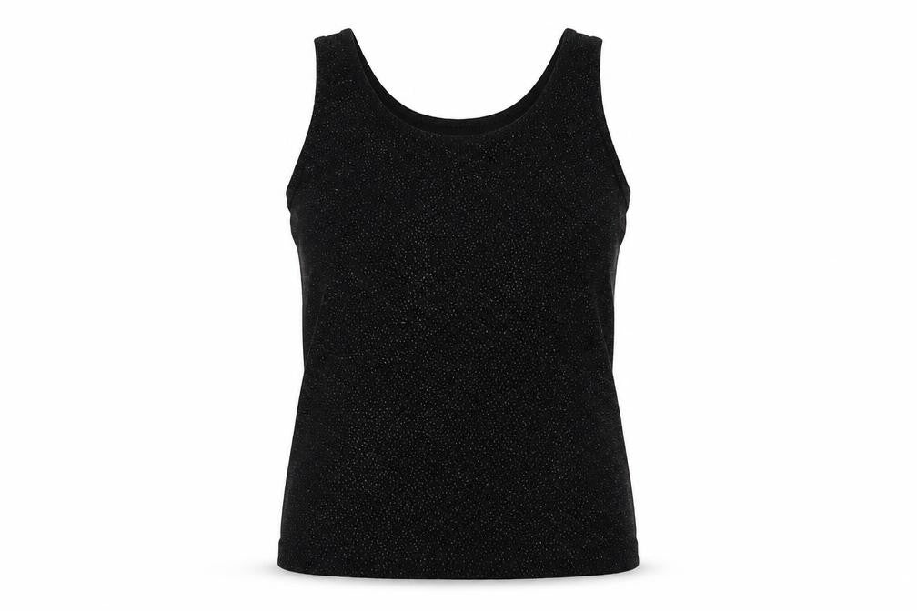 Chico's Womens Black Acetate Basic Tank Size S Round Neck