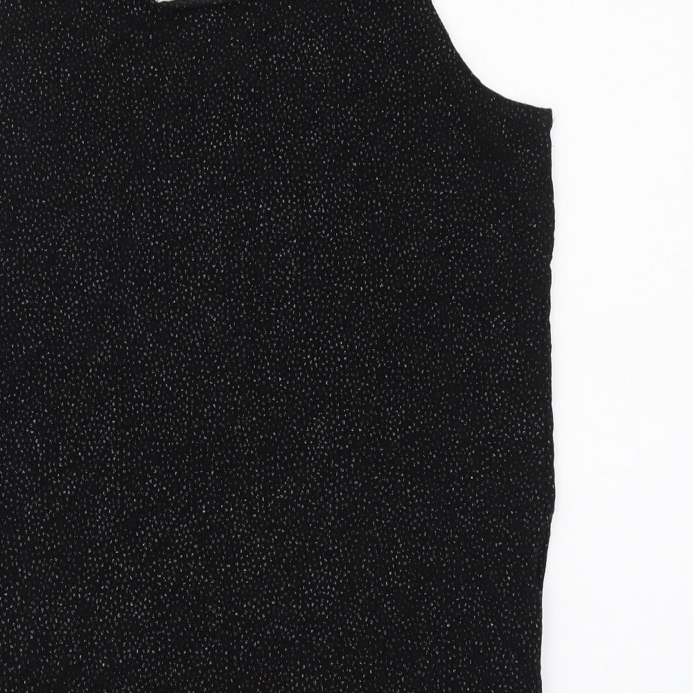 Chico's Womens Black Acetate Basic Tank Size S Round Neck