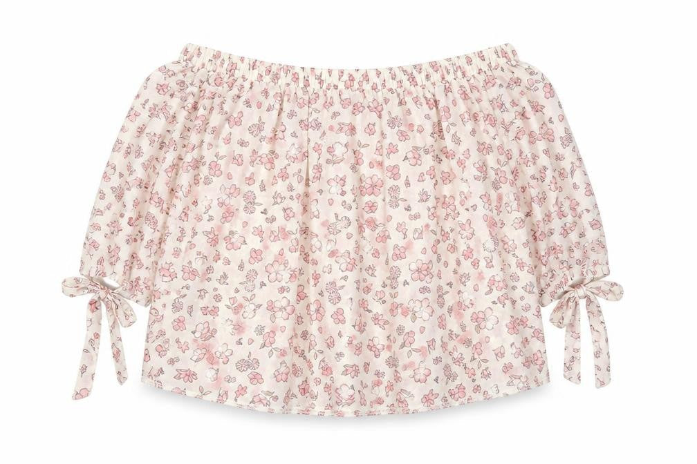 AD LIB Womens Pink Floral Polyester Cropped Blouse Size 10 Boat Neck