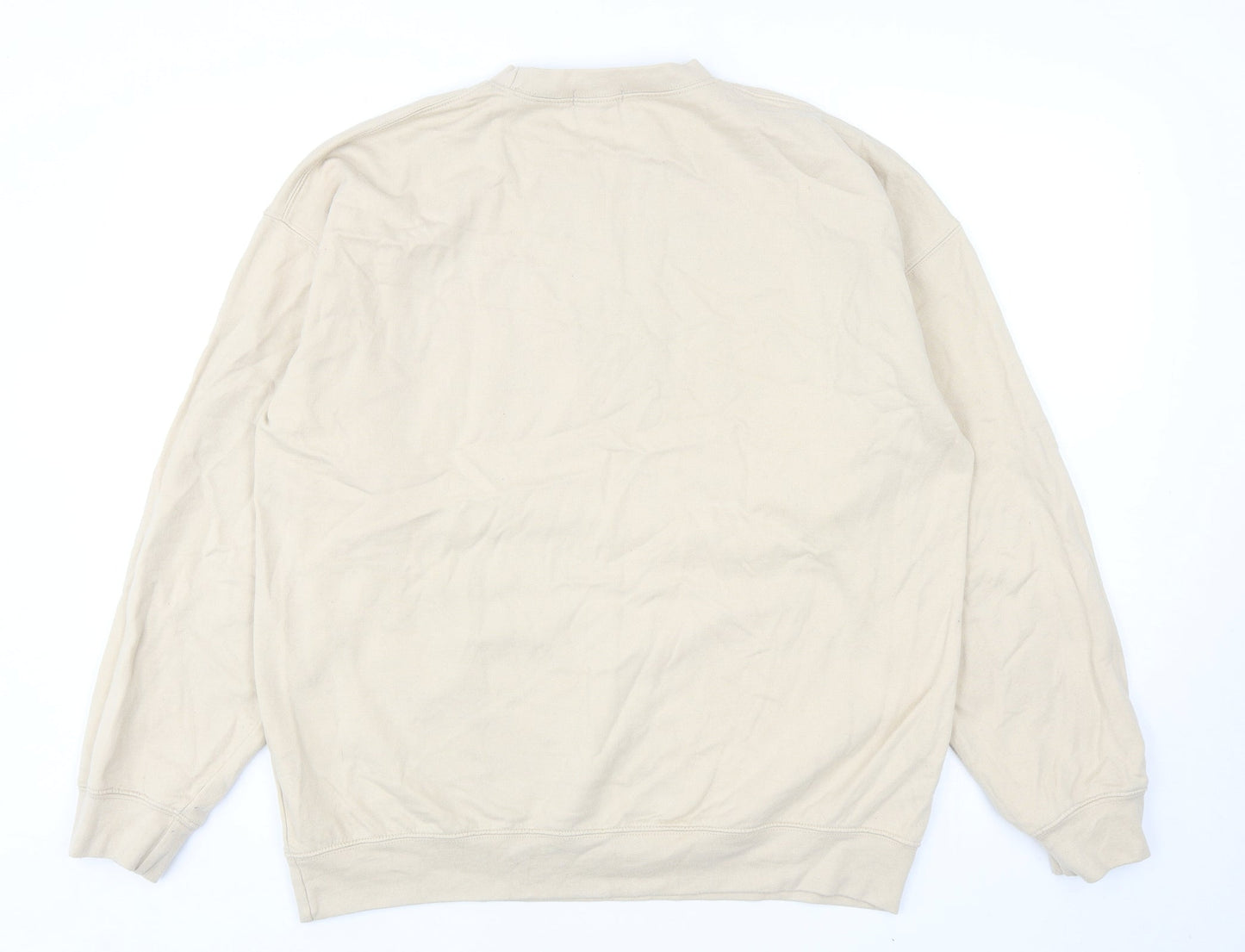BoohooMAN Mens Beige Cotton Pullover Sweatshirt Size S - San Francisco
