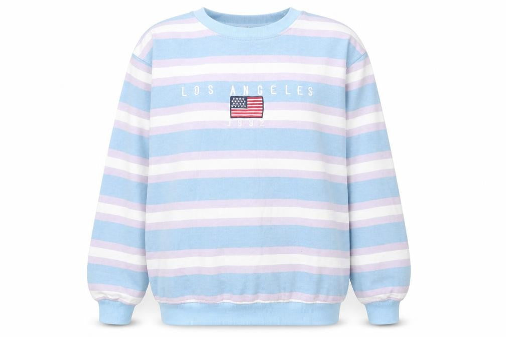 Daisy Street Womens Blue Striped Cotton Pullover Sweatshirt Size 8 Pullover - Los Angeles
