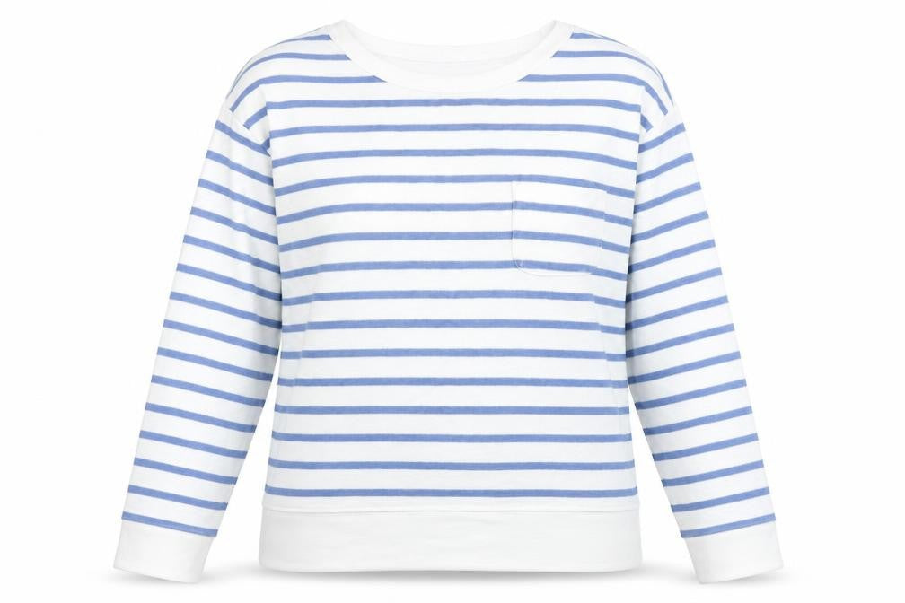 Gap Womens Blue Striped Cotton Pullover Sweatshirt Size S Pullover