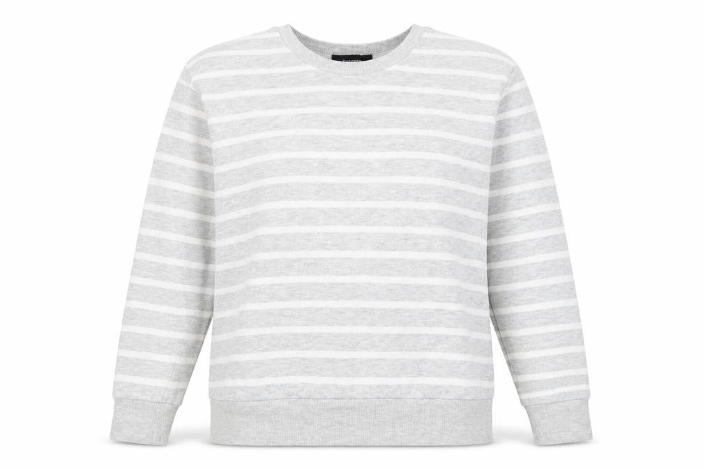 Atmosphere Womens Grey Striped Cotton Pullover Sweatshirt Size 8 Pullover