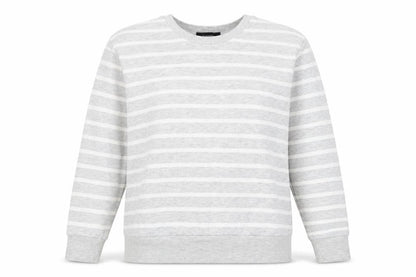 Atmosphere Womens Grey Striped Cotton Pullover Sweatshirt Size 8 Pullover