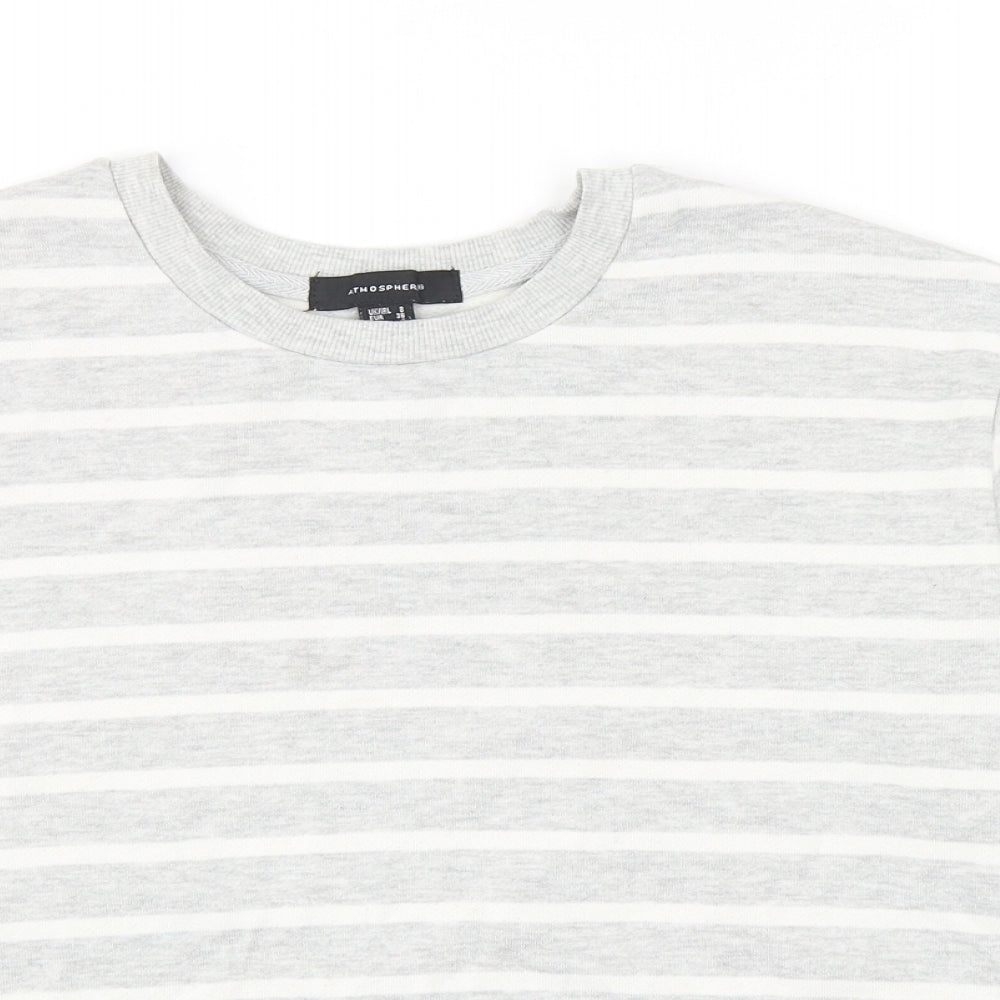 Atmosphere Womens Grey Striped Cotton Pullover Sweatshirt Size 8 Pullover