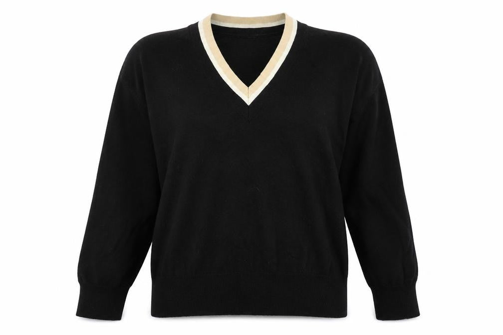 MNG Womens Black V-Neck Acrylic Pullover Jumper Size L