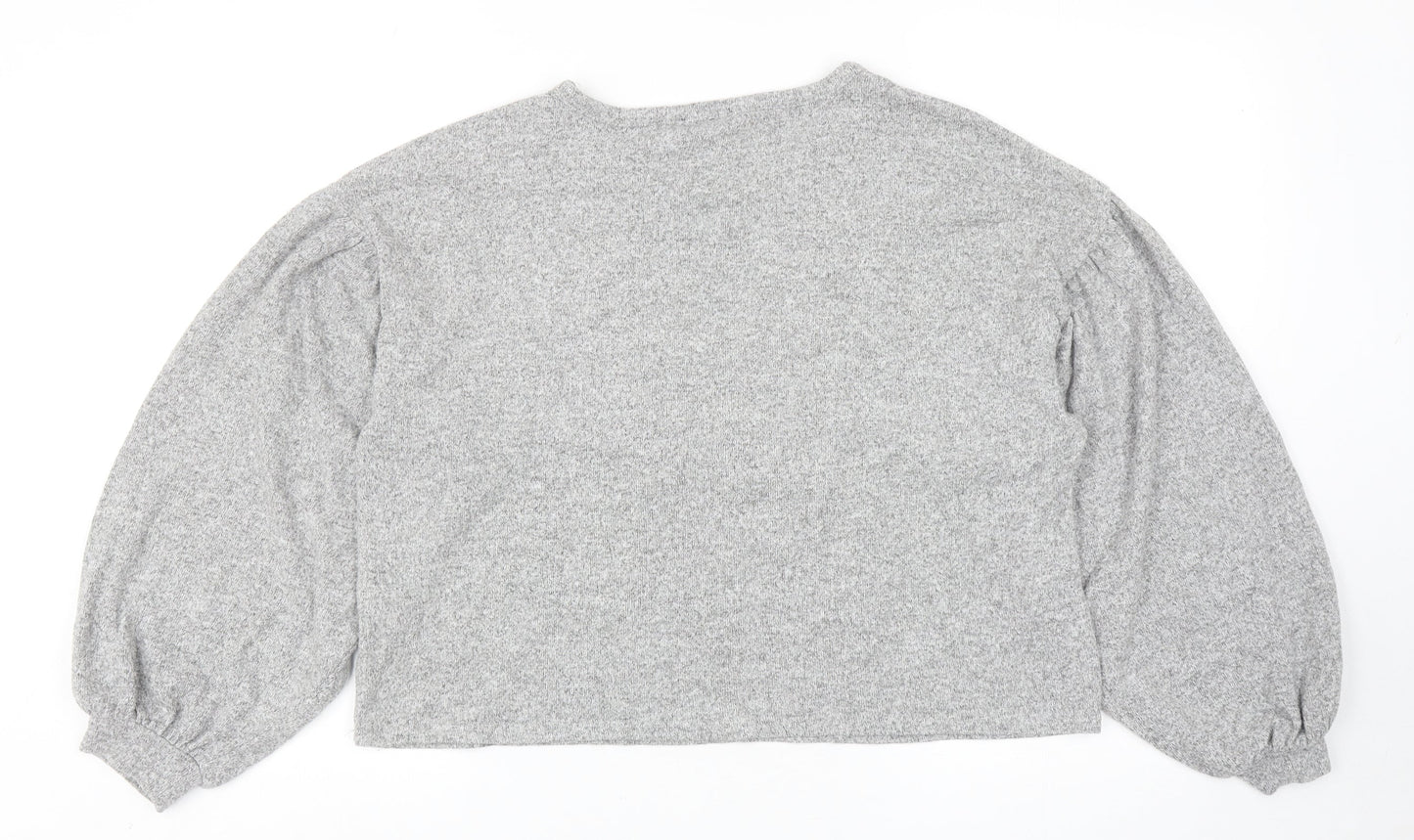 New Look Womens Grey Round Neck Polyester Pullover Jumper Size M - Flower Detail