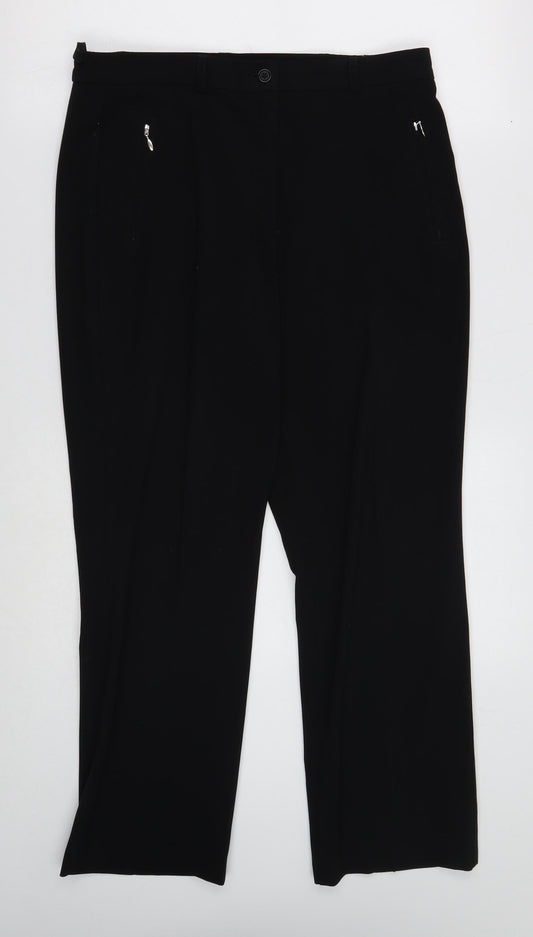 Marks and Spencer Womens Black Polyester Dress Pants Trousers Size 12 Regular Button