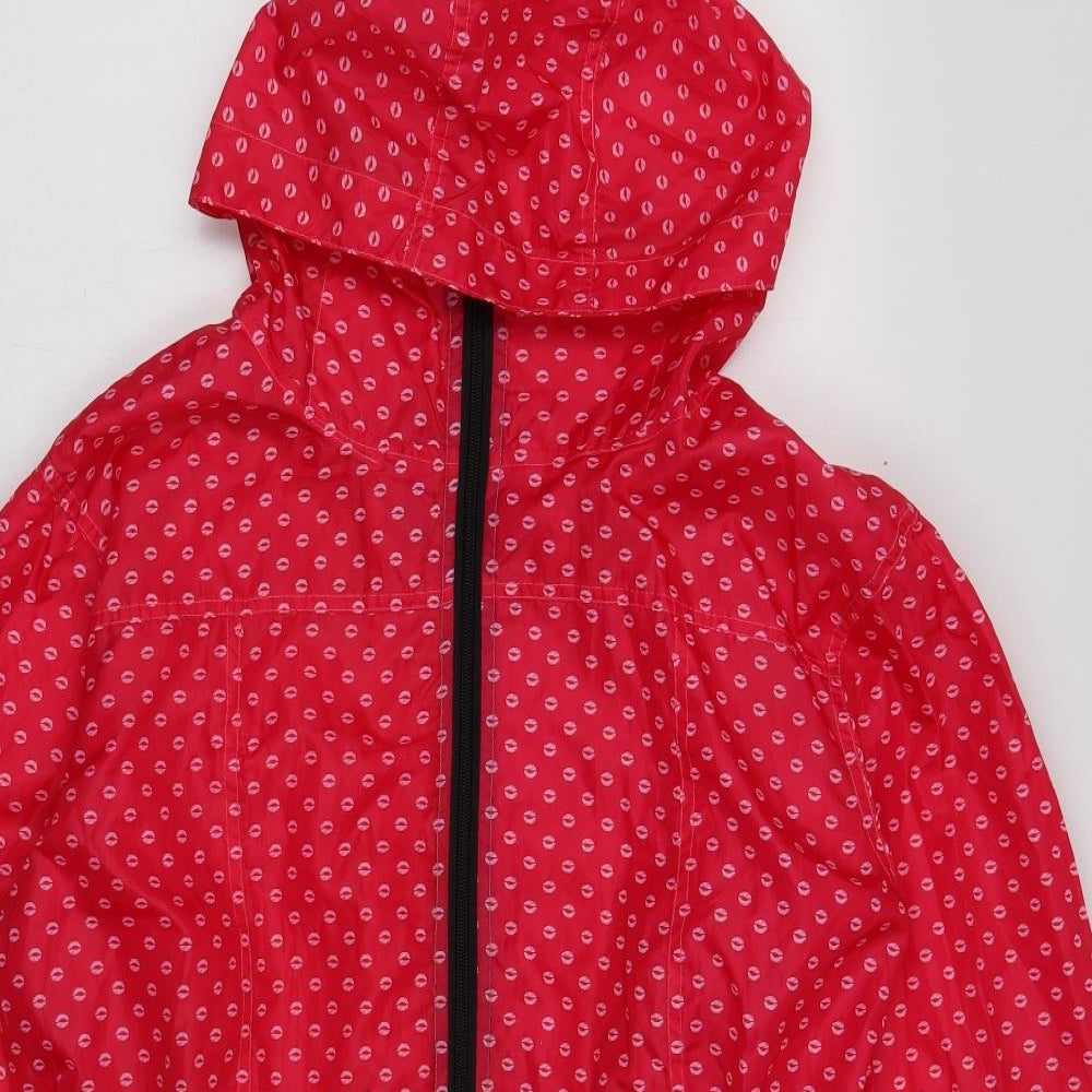 Mia Moda Womens Pink Geometric Rain Coat Coat Size 12 Zip