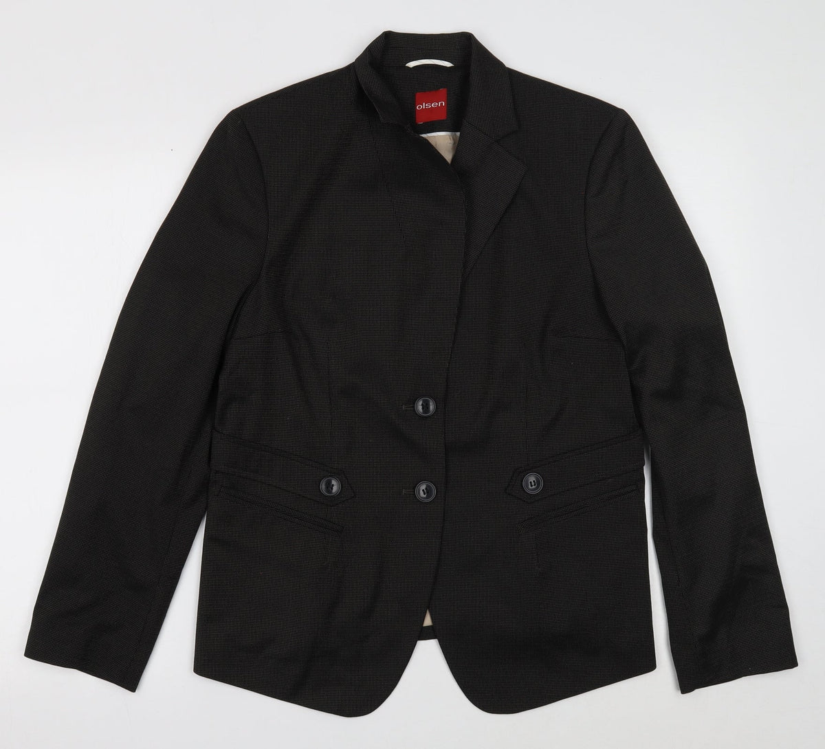 Olsen Womens Black Polyester Jacket Suit Jacket Size 14