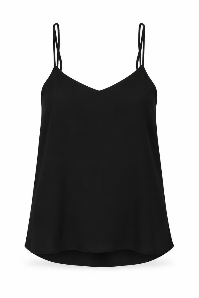 Topshop Womens Black Polyester Basic Tank Size 6 Square Neck