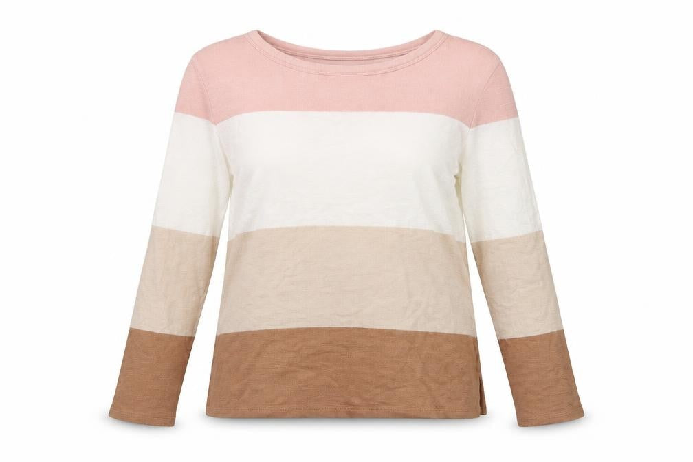 Marks & Spencer Womens Multicoloured Round Neck Striped Cotton Pullover Jumper Size 12