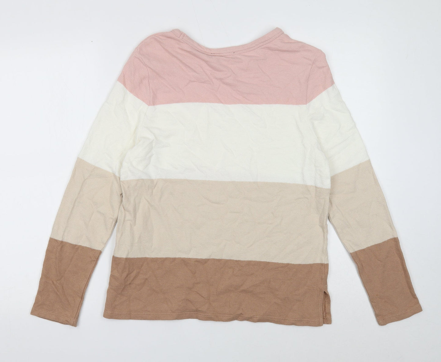 Marks and Spencer Womens Multicoloured Round Neck Striped Cotton Pullover Jumper Size 12