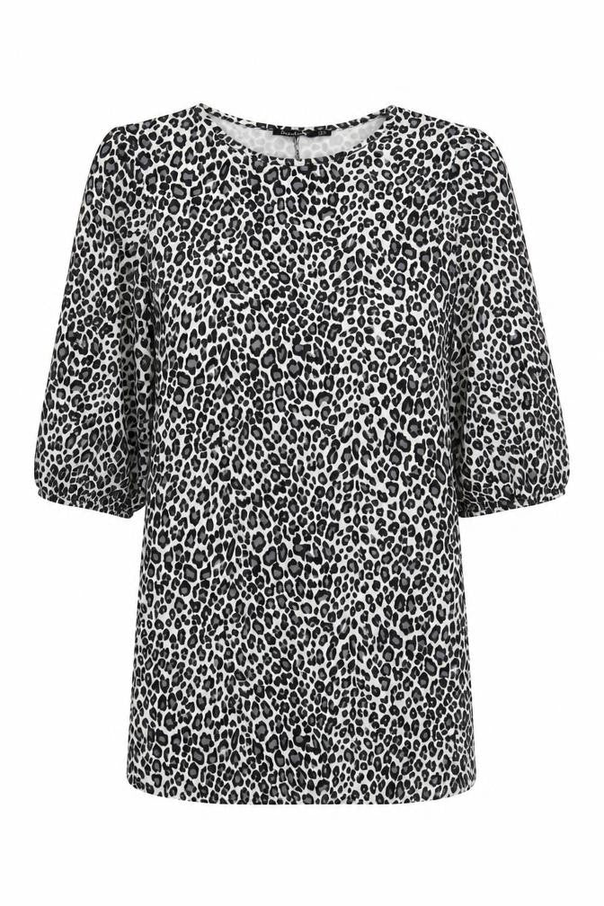 Boohoo Womens Black Animal Print Polyester Shift Size 8 Boat Neck Pullover - Leopard Print