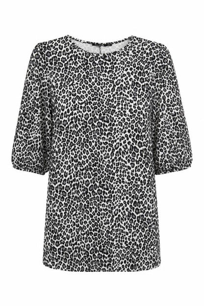 Boohoo Womens Black Animal Print Polyester Shift Size 8 Boat Neck Pullover - Leopard Print