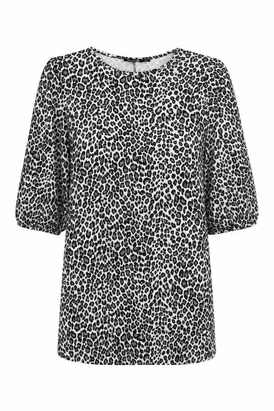 Boohoo Womens Black Animal Print Polyester Shift Size 8 Boat Neck Pullover - Leopard Print