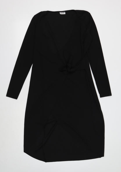 Noisy May Womens Black Polyester Wrap Dress Size M V-Neck Tie