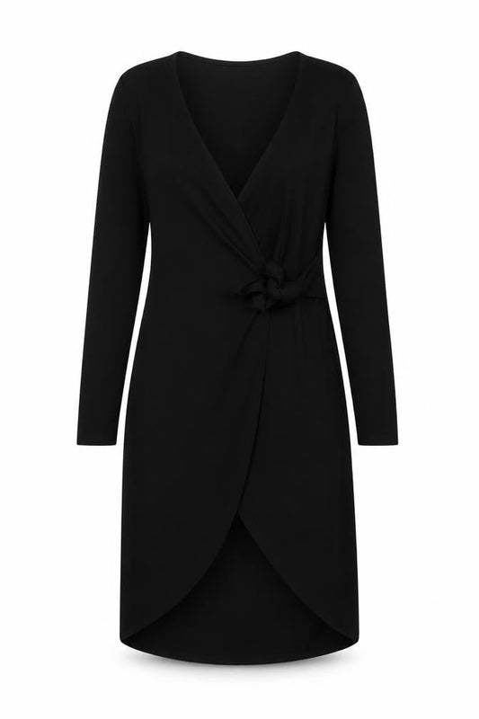 Noisy May Womens Black Polyester Wrap Dress Size M V-Neck Tie