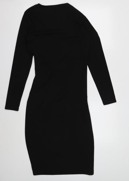 Noisy May Womens Black Polyester Wrap Dress Size M V-Neck Tie