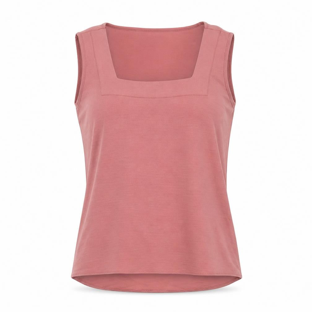 Happiness Womens Pink Polyester Basic Tank Size 8 Square Neck